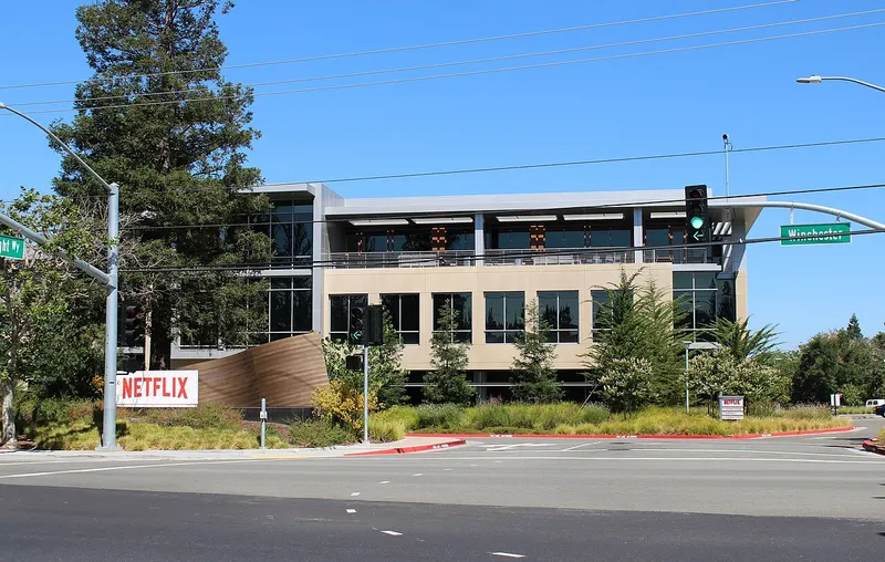 A Netflix headquarters building in Los Gatos, California
